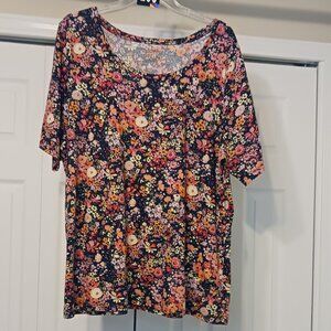 #293 3/$18 - Lane Bryant Orange/Pink Short Sleeve Top Size 18